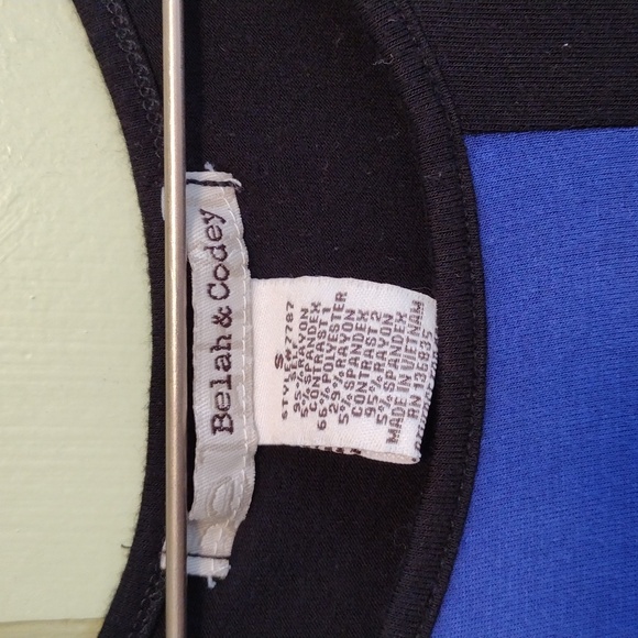 Women's Belah & Codey S muscle sleeve pattern block black black white tank top - Picture 2 of 5